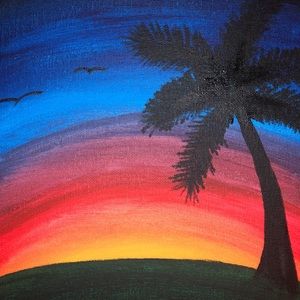 Palm tree sunset painting